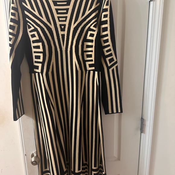 Kayla Geometrical Asymmetrical Black and Cream Dress - Picture 3 of 3